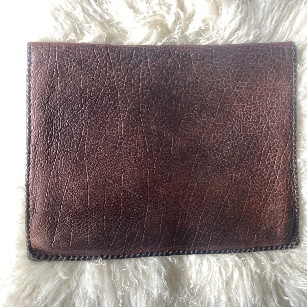 Vtg Native Handmade Leather Buffalo Nickel 70s portfolio laptop briefcase bag